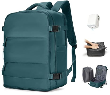 BJLFS Zaino da Viaggio con Sottovuoto Ryanair 40x30x20 Bagaglio a mano | Zaino Ryanair 40x30x20 Sottovuoto con Pompa Borse da Cabina per Easyjet con Tasca Antifurto Zaino Casual per 16 Laptop Uomo