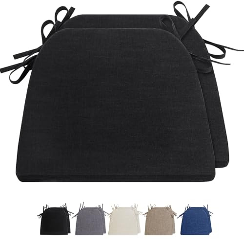 2pcs Stuhlkissen mit Bändern Waschbare Rutschfestes Sitzkissen rutschfeste Hufeisen Sitzkissen Leinen Memory Baumwolle Kissen Dicke Sitzauflagen Ideal für zu Hause und Gartendekoration42 * 40 * 4cm