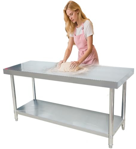 Küchentisch aus Edelstahl, 61 cm, 76 cm, 91 cm, 120 cm, 120 cm, 150 cm, 170 cm, robuste Metall-Werkbank für Restaurant, 500 kg Kapazität, Vorbereitungstisch für gewerbliche Nutzung (L x B x H) 89,9 x