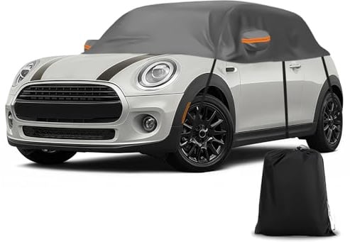 Autoabdeckung Ersatz für Mini Cooper 3 Door 2000-2026, Grau Halbgarage | Wasserdicht Sonnenfest Hälfte Autoabdeckung UV Beständige Halbe Auto Abdeckplane Staubdicht Schneefest Outdoor Indoor