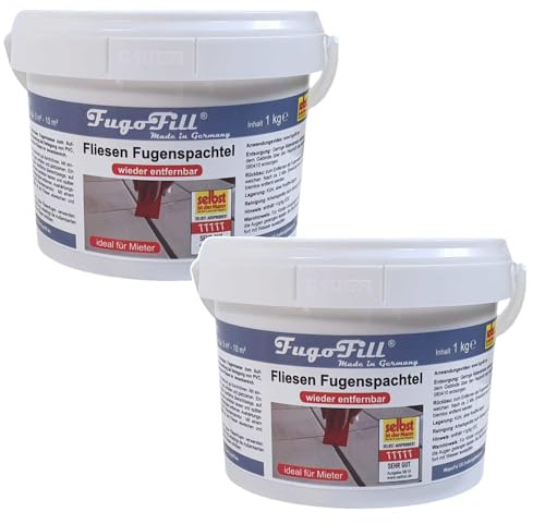 Fliesana FugoFill Removable Grout for Tiles | Protection for tile joints in carpet, laminate, vinyl, and PVC | Easy to apply and remove | For rental properties and renovations (2, 1 kg)