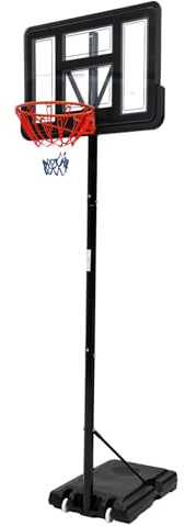TUFSPRAX Panier De Basket Extérieur sur Pied avec Hauteur Réglable – Panneau Solide, Base De Lestage avec roulettes – pour Enfants, Adolescents Et Adultes