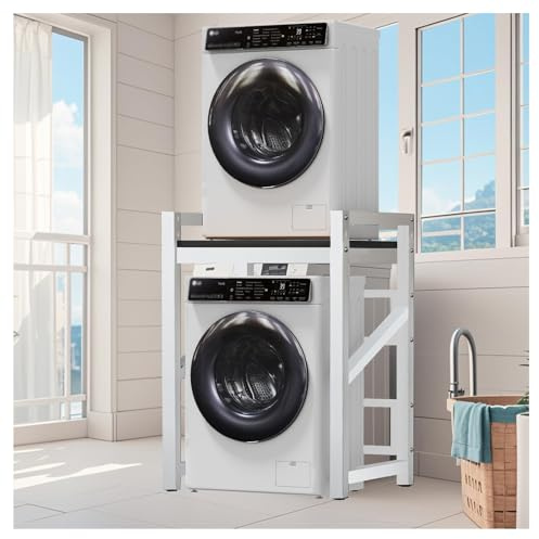 Pobbycrafm Washing Machine Stacking Kits Stacking Kit For Washer And Dryer Fridge Stand Tumble Dryer Stacking Kit Washing Machine Shelf White