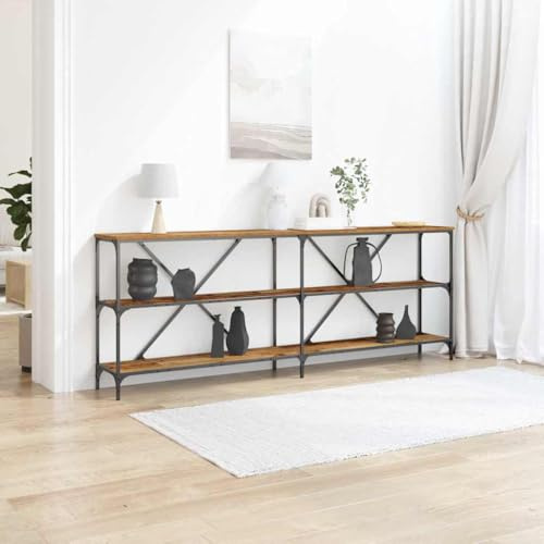 Ziaphsol Table Console en Bois Ancien 200 cm avec étagères en Bois d'ingénierie pour Salon, Chambre, Couloir, Rangement, Style Vintage et Industriel