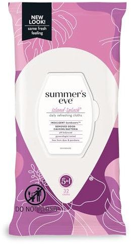 Summer's Eve Island Splash Cleansing Cloths for Sensitive Skin, 32 sheets