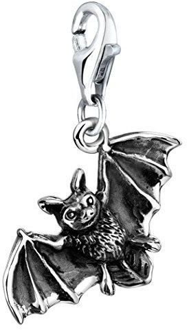Nenalina Fledermaus Karabiner Charm Anhänger für Bettelarmband aus 925 Sterling Silber 713201-000