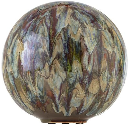 Alpine Corporation 25,4 cm hoch, glasierte Keramik-Globus-Dekoration für den Innen- und Außenbereich