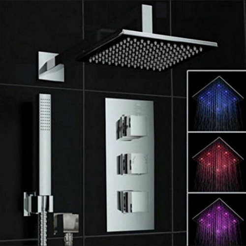 Gowe bagno incasso miscelatore doccia a pioggia LED rubinetto doccia con doccetta 25,4 cm