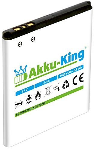 Akku-King Akku kompatibel mit Sony-Ericsson BA750 - Li-Ion 1600mAh - für Xperia Arc, Arc s, Anzu, LT15a, LT15i, X12, Sola