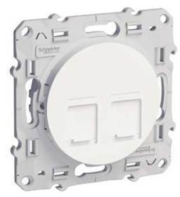 Schneider - Prise double RJ45 Blanc. grade 3 (multimédia) cat 6 STP ODACE S520486