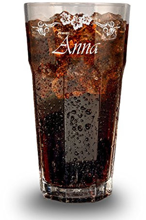 Longdrinkglas mit Gravur - Cocktail-Glas 480 ml - Barglas personalisiert mit Namen - Geschenk-Idee zum Geburtstag - Motiv hawaiianischer Sommer
