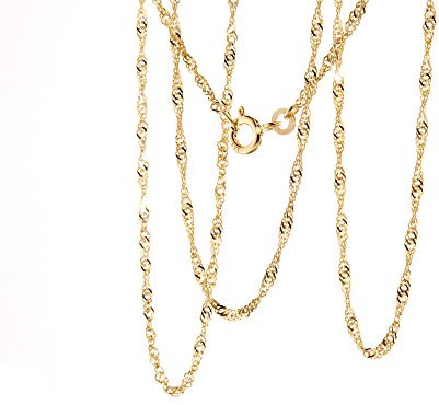 Silberketten Store Singapurkette 333 Gold Damen 90cm I filigrane Goldkette Damen hochglanz 1,4mm Stärke I Echtgold Halskette Frauen mit Federring Verschluss