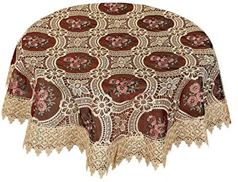 Simhomsen Tischdecke mit Spitze, rund, 137 cm, Burgunderrot