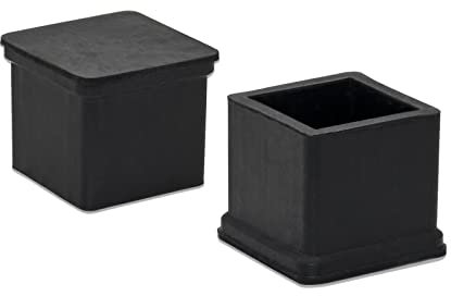 Flyshop 4 Pièces 20 x 20mm Capuchons de Pieds de Chaise en Caoutchouc carrés, Capuchons protecteurs antidérapants, Protecteurs de Sol, Chaussettes de Chaise durables, Pieds de Meubles Planeurs Noirs