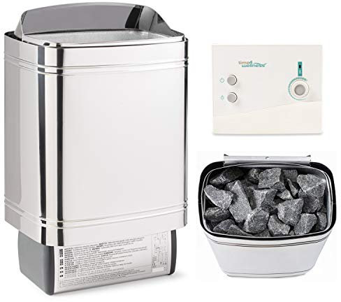 Sauna-Set finnischer Saunaofen Sentiotec Nordex II 6kW Sauna Heizgerät mit Saunasteuerung Sentiotec K1 und Steine