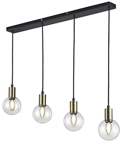 Trio Leuchten Pendelleuchte Nacho 300800432, Metall, Schwarz matt / bronze, Kabel gewebeummantelt schwarz