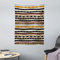 ABAKUHAUS Stammes Wandteppich, Trippy Geometric Figures aus Weiches Mikrofaser Stoff Waschbar ohne Verblassen Digitaldruck, 110 x 150 cm, Schwarz Beige Braun