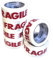 KIPPEN 9004W Confezione da 6 Rotoli di Nastro Adesivo per Imballaggi con Scritta Fragile, Bianco/Rosso