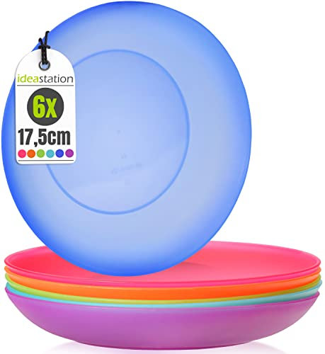 idea-station Neo assiette plastique reutilisable 6 x 17.5 cm - couleur - incassables, parfaites comme assiette bebe et assiette enfant