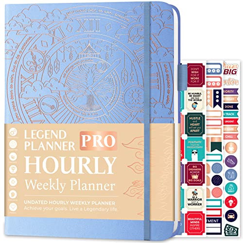 Legend Planner PRO Stundenplaner Edition - Deluxe Wochen & Tagesplaner mit Zeitfenstern. Zeitmanagement-Terminbuch Tagebuch für Arbeit & Privatleben, undatiert, A4, Hardcover (Immergrüne Goldfolie)
