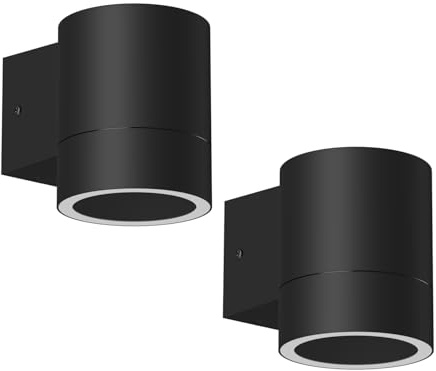 ledscom.de 2x Wandleuchte BIDO für außen, IP44, Downlight, schwarz matt, rund, 1x GX53 max. 60W