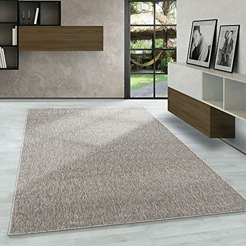Carpetsale24 Teppich 160x230 cm Beige, Einfarbiger Kurzflor Schlingenteppich für großes Wohnzimmer, Schlafzimmer oder Esszimmer, Modern, weich & pflegeleicht