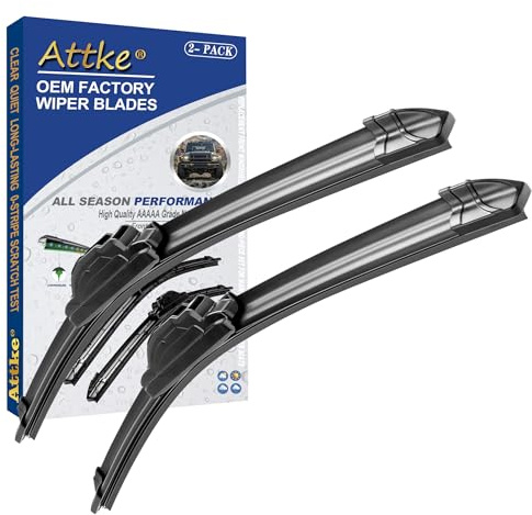 ATTKE OEM Quality Front Windscreen Wiper Blades for Ford Focus 2000-2011/Toyota Highlander 2001-2007/RAV4 2001-2005 (22″+19″ Front Windshield Wiper Blade Set)