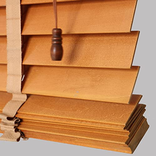 Jolan Holz Jalousie Für Fenster,50mm Breite Lamellen,Horizontal Jalousien Für Büro/Schlafzimmer/Bad/Küche,Sichtschutz Jalousette,Echtholz Jalousetten,Verschiedene Größen,W×H-70x130cm/28x51in