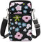 YAMEIZE Handy Umhängetasche Damen Kleine Geldbörse-Handytasche Kartenfächer Brieftasche Schultertasche Pinke Blume