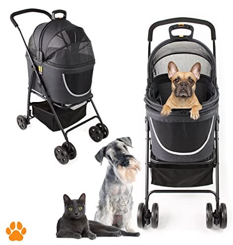 MY DUQUE - MODEL COCO 2-in-1 Hundebuggy & Haustier Buggy bis 15 kg | Faltbarer Hundewagen mit Einkaufskorb für Zubehör | Wendige Rollen im modernen Design für optimalen Komfort