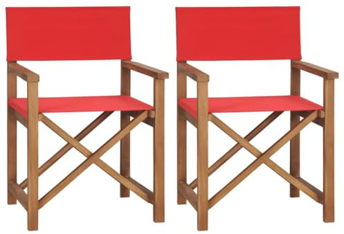 vidaXL Regiestühle 2 STK. Massivholz Teak Rot, klappbarer Regiestuhl, Camping-Regiestuhl, Klappstuhl, Outdoor-Regiestuhl, Garten-Regiestuhl
