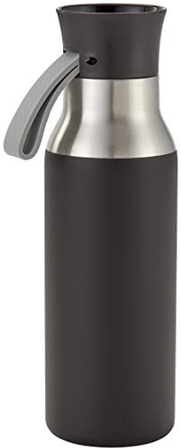 Judge Essentials Reusable Black Water Bottle, 500ml, Stainless Steel, 100% Leakproof, Drinks Flask for Hot and Cold Drinks
