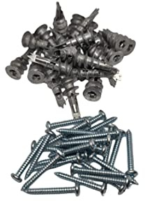zcfochi 50 tasselli autoperforanti in zinco per cartongesso, kit di ancoraggi a parete cava con viti # 8 x 1-1/4, 25 tasselli da parete in metallo resistente e 25 viti
