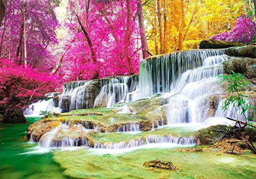 wandmotiv24 Fototapete Wasserfall in Asien, 200 x 140cm - selbstklebende Vliestapete 150g, Wanddeko, Wandbild, Wandtapete, Wasser, Steine, Herbst M5764