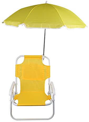 Frdun Sombrilla de playa ajustable con abrazadera universal, protección UV, sombrilla para silla de patio, protección UV y paraguas ajustable a prueba de lluvia, amarillo