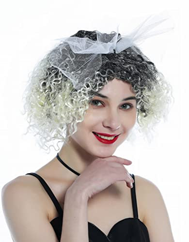 WIG ME UP - 210152-P103-615 Perücke Damen Karneval Fasching 80s retro Braut Tüll Schleife lockig Ombre