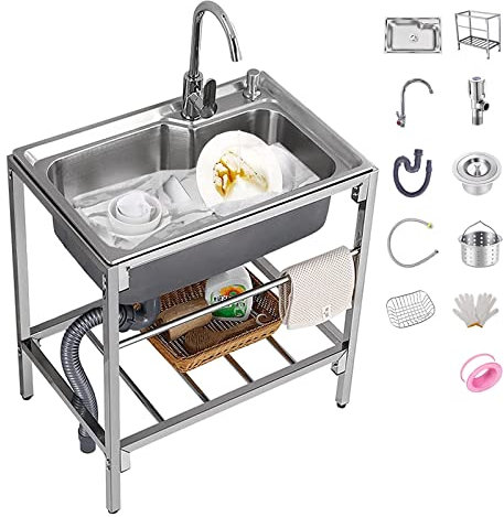 Duchunsheng Évier INOX Cuisine, Professionnel Fort Extérieur Évier De Jardin, AntisEclaboussures Lavabo pour Faire La Plonge Cuisine De Restaurants, Salle De Bain, Bac Laver Barbecue Exterieure
