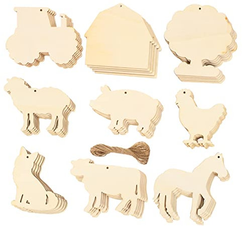 SEWACC 45Pcs Pièce De Bois Animal De Ferme Décor À La Maison Vintage Accessoires pour La Maison Décor Mariage Rustique Animaux Tranches De Bois Animal Tranche en Bois Cintre De