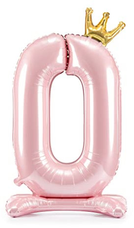 Decoraparty Folienballon mit Zahl 0 stehend, Rosa, Folienballon aus Aluminium, für Mädchen, aufblasbar, für Party, Geburtstag, Jahrestag, Abschlussfeier, Mädchen, 84 cm