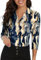 Soneven Poloshirt Damen Langarm 3/4 Arm Golf Polo Oberteil Bluse Damen Sommer Elegant Blusenshirt Damen mit V-Ausschnitt Business Hemdbluse Casual T-Shirt Crack-Druck M