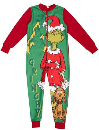 United Labels Grinch Tuta per Bambini Verde Rosso, Tuta Lunga per Ragazzi e Ragazze, Pigiama intero Natale, multicolore, 98-104