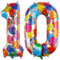 Ponmoo 40 Zoll Foil Luftballon Zahlen 10 Mehrfarbig (101cm), Aufblasbares Helium oder Luft, Riesige Folienballons Nummer 0-100, Große Ballones für Hochzeitstag und Geburtstag Party Dekoration