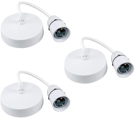 AXIOM 9-inch B22 Ceiling Pendant Set with Lampholder Max 100W, Light Fitting Bulb Holder White Plastic Light Bulb Holder Ceiling Rose for Home Decoration (9 inch - 3 pcs)