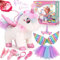 Peluche Electrónico de Unicornio para Niñas 3+ con Correa Control, Juguete Interactivo que Ladra y Anda, Disfraz de Unicornio para Juego de Roles y Cumpleaños
