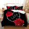Leleyouzer 3D Rote Rose Bettwäsche Set,Rote Rose Blumenmuster Bettbezug Für Mädchen Erwachsene,Weiche Mikrofaser-Bettwäsche mit Reißverschluss und 2 Kissenbezug 50 x 75cm (R3, 135×200 cm)