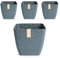 PracticDomus Lote de 4 Macetas Decorativas Cuadradas Wind con Platos Integrados (17 cm, Gris)