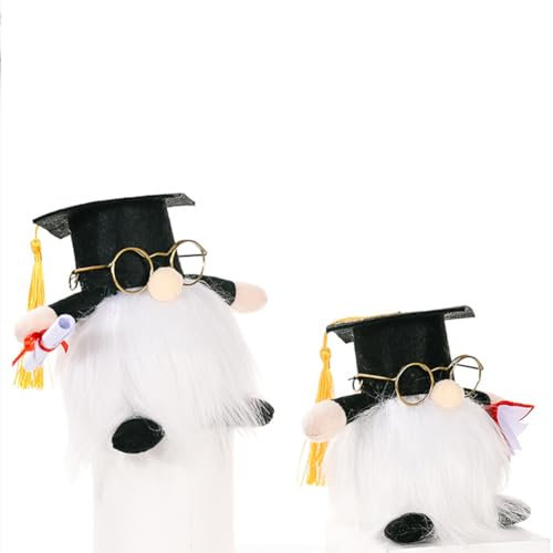 ARVALOLET Set of 2 graduation party gnomes - handmade lucky charm with braids and doctor's hat, table decoration