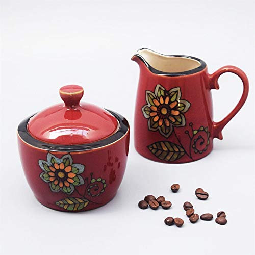 OUSIKA Zuckerdose Keramik-Zuckerdose und Milchschüssel-Set, Kaffeewürfel-Zuckerdose mit Deckel ist ein guter Partner for Kaffee und eine gute Wahl for Geschenke an Familie und Freunde, Bonbonglas Gläs