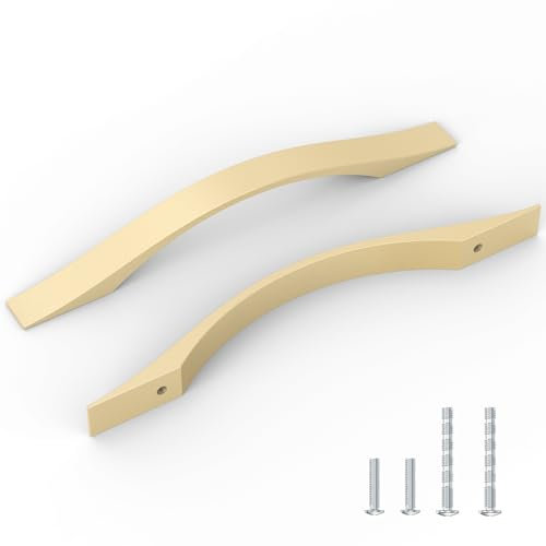 FURNIWARE Lot de 10 poignées de meuble en laiton - Distance entre les trous : 128 mm - Pour armoires de cuisine, tiroirs, armoires de cuisine, armoires