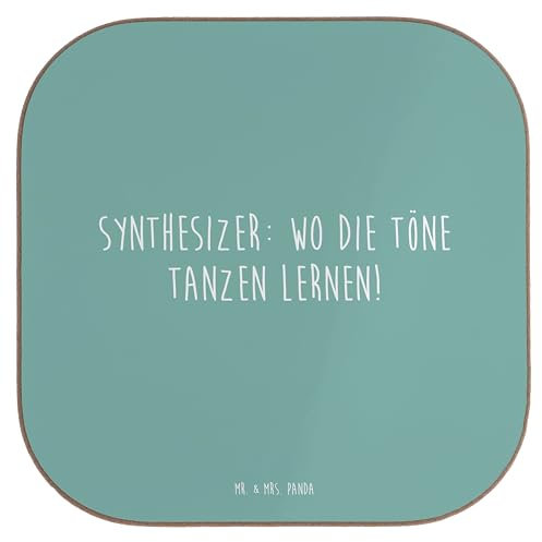 Mr. & Mrs. Panda Glasuntersetzer Synthesizer Tanz - Geschenk, Musik, Musizieren, Holzuntersetzer, Musikproduktion, Getränkeuntersetzer, Klänge,